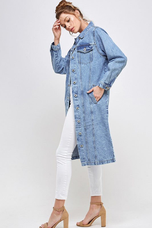 Blue Age Denim Overcoat Midi Jacket in 3 Colors