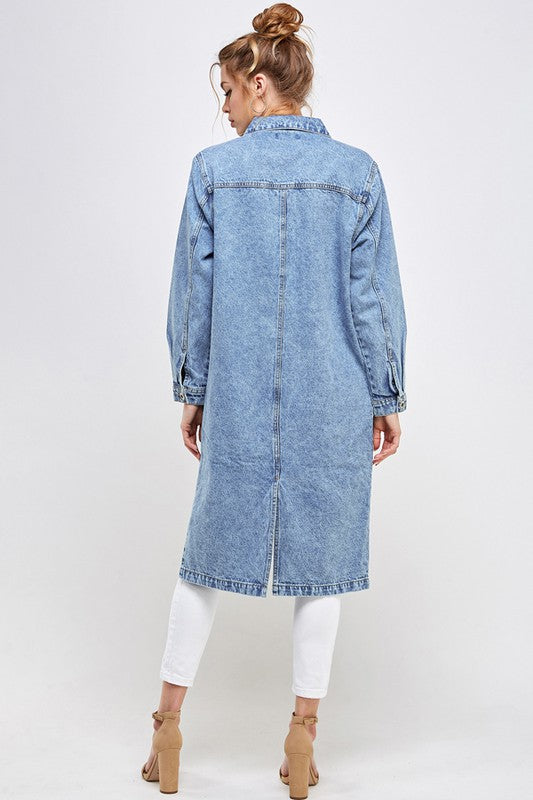 Blue Age Denim Overcoat Midi Jacket in 3 Colors