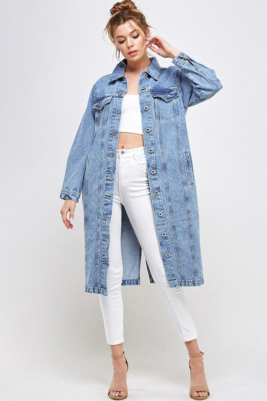 Blue Age Denim Overcoat Midi Jacket in 3 Colors