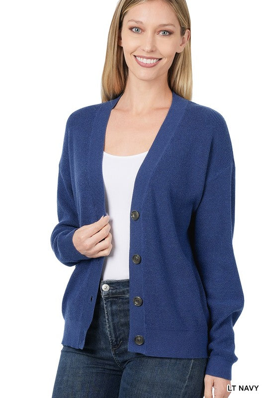 Zenana Button Front V-Neck Cardigan Sweater in 6 Colors