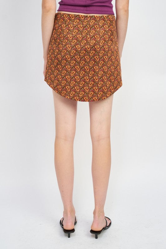 EMORY PARK PRINTED MINI SKIRT WITH CURVED HEM