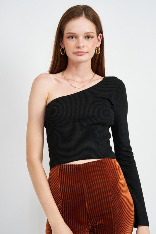 EMORY PARK ONE SHOULDER FLARED SLEEVE TOP