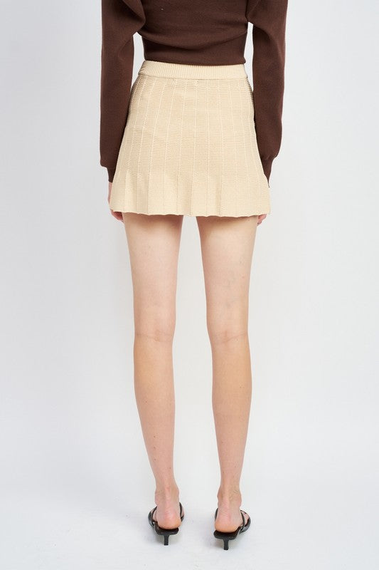 EMORY PARK PLEATED MINI SKIRT WITH ELASTIC WAISTBAND