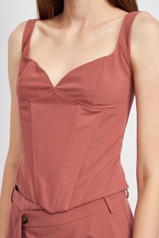 EMORY PARK V NECK BUSTIER TOP IN 2 COLORS