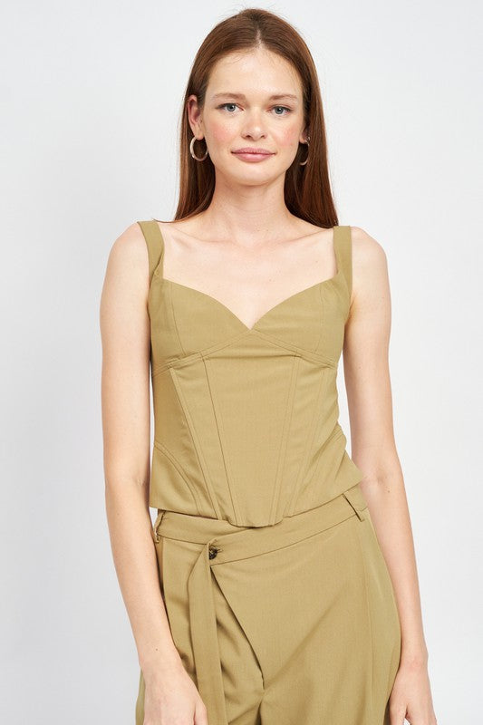 EMORY PARK V NECK BUSTIER TOP IN 2 COLORS