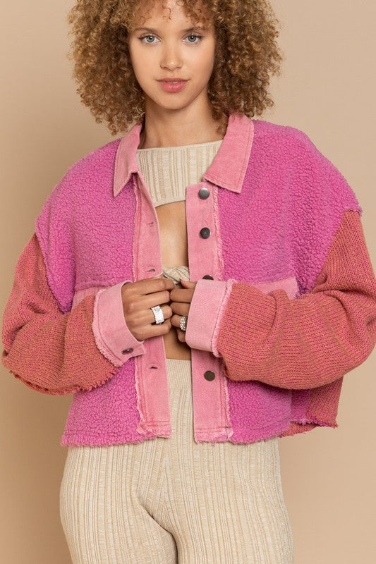 POL Sherpa Textured Jacket in 2 Colors