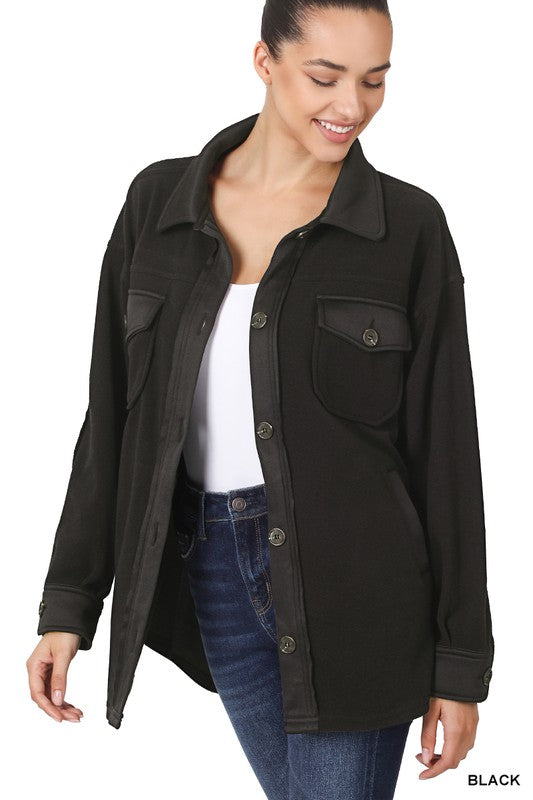 Zenana Oversized Fleece Shirt Jacket in 4 Colors