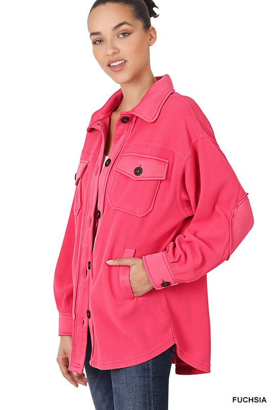 Zenana Oversized Fleece Shirt Jacket in 4 Colors