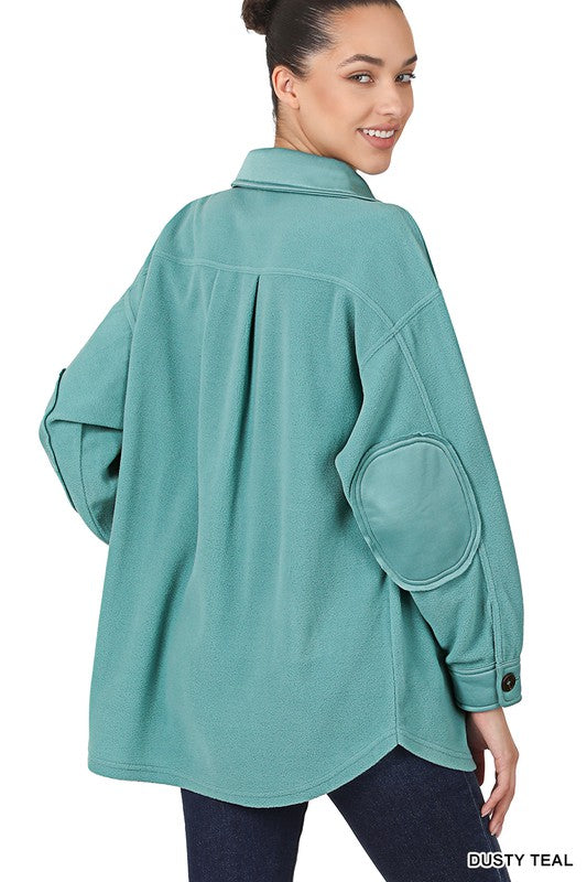 Zenana Oversized Fleece Shirt Jacket in 4 Colors