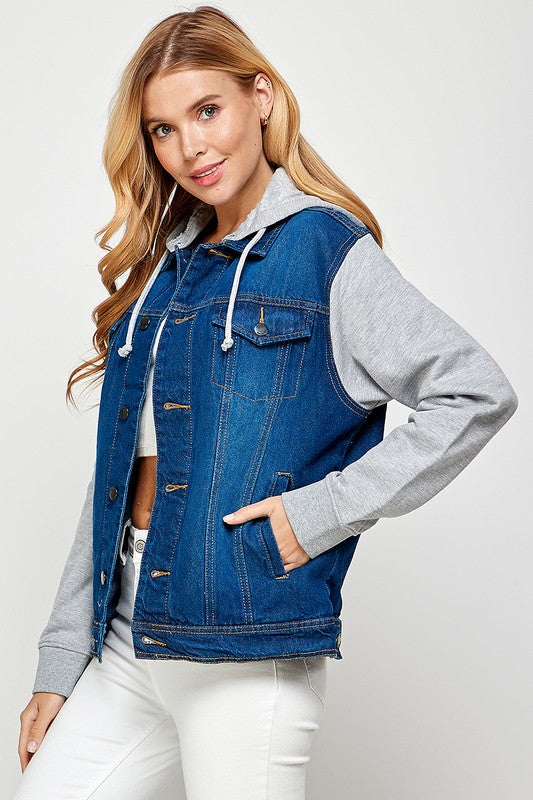 Blue Age Cotton Fleece Denim Hoodie Jacket in 4 Colors