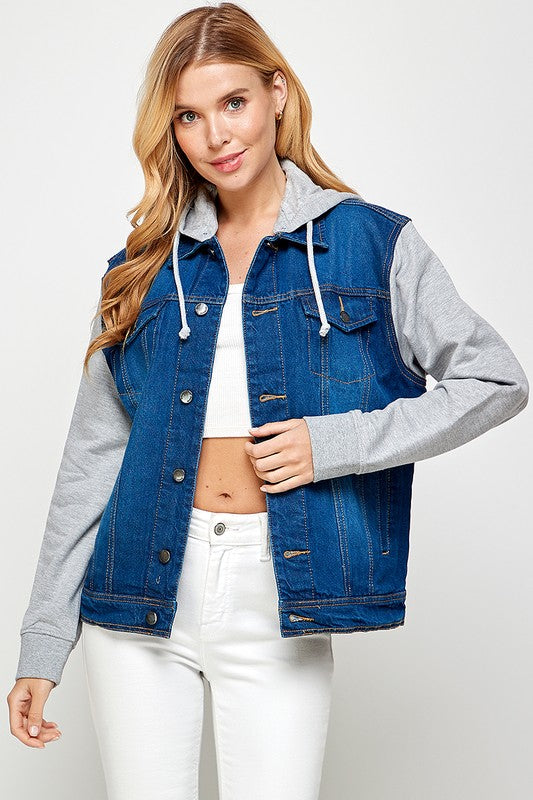 Blue Age Cotton Fleece Denim Hoodie Jacket in 4 Colors