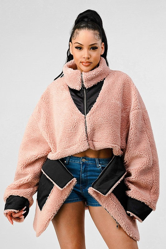 ATHINA Oversized Convertible Sherpa Jacket