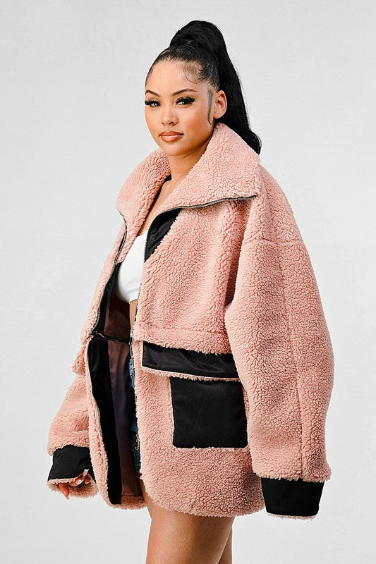 ATHINA Oversized Convertible Sherpa Jacket