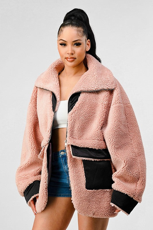 ATHINA Oversized Convertible Sherpa Jacket