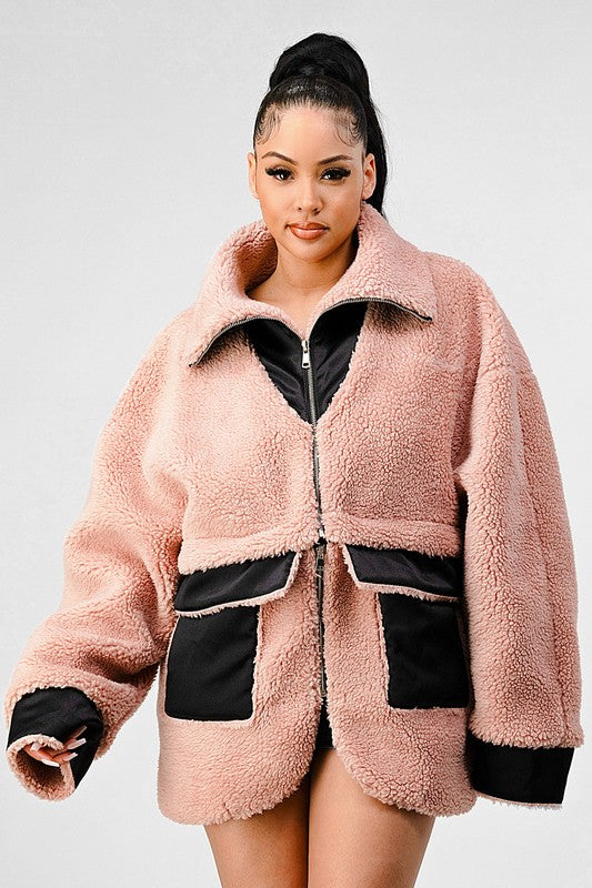 ATHINA Oversized Convertible Sherpa Jacket