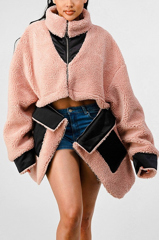 ATHINA Oversized Convertible Sherpa Jacket