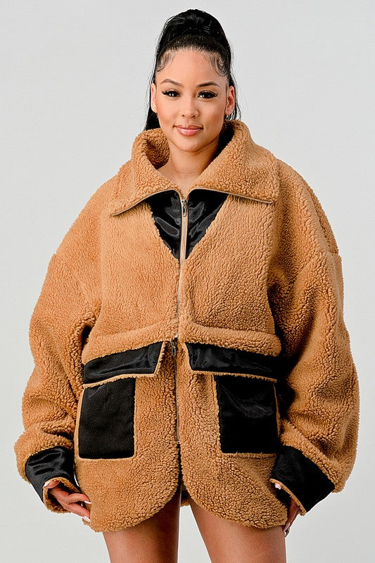 ATHINA Oversized Convertible Sherpa Jacket