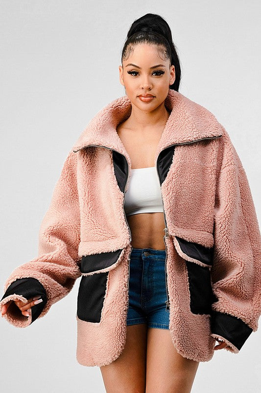 ATHINA Oversized Convertible Sherpa Jacket