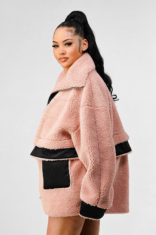 ATHINA Oversized Convertible Sherpa Jacket