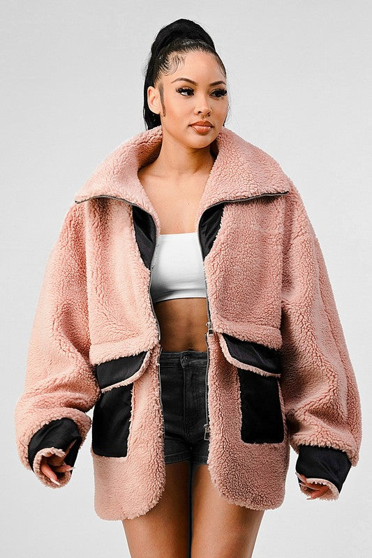 ATHINA Oversized Convertible Sherpa Jacket