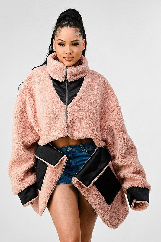 ATHINA Oversized Convertible Sherpa Jacket