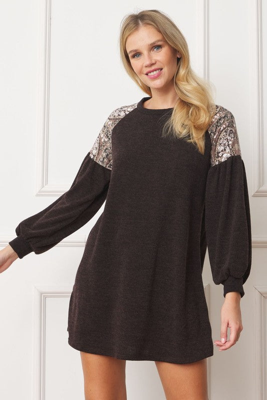 Paisley Shoulder Accent Tunic Dress