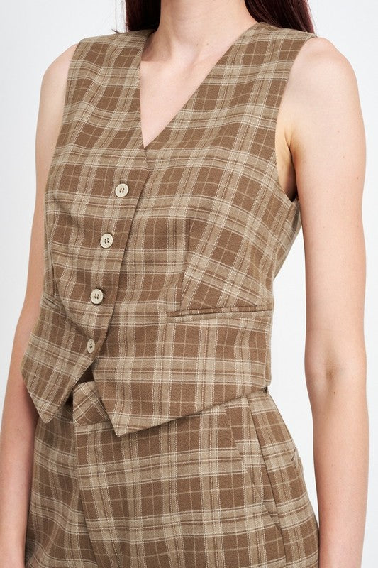 EMORY PARK PLAID BUTTON-UP VEST