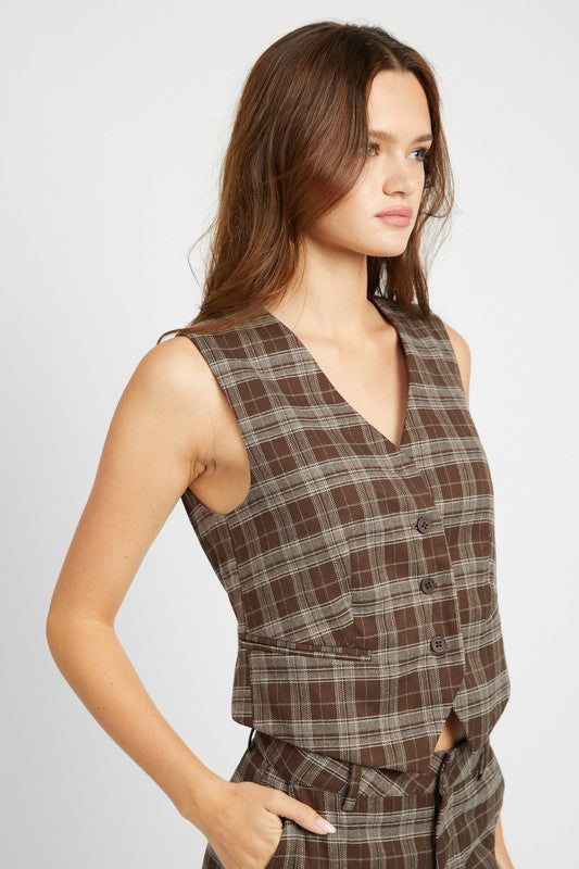 EMORY PARK PLAID BUTTON-UP VEST