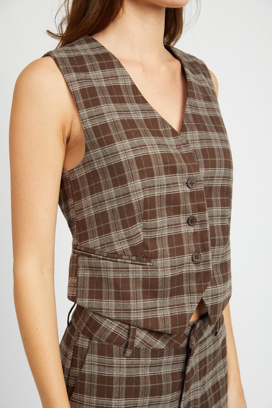 EMORY PARK PLAID BUTTON-UP VEST