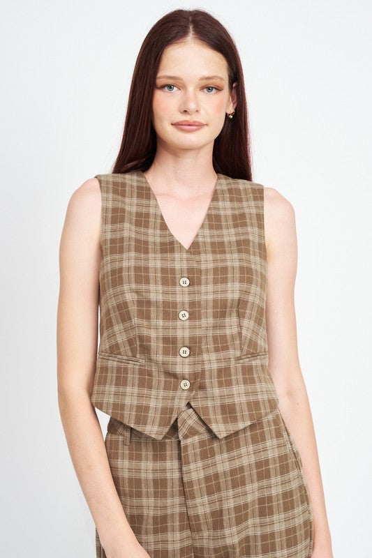 EMORY PARK PLAID BUTTON-UP VEST