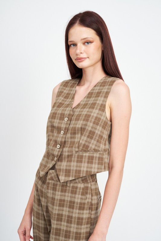 EMORY PARK PLAID BUTTON-UP VEST