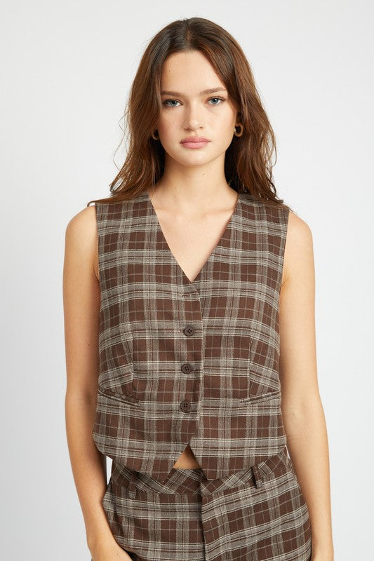 EMORY PARK PLAID BUTTON-UP VEST