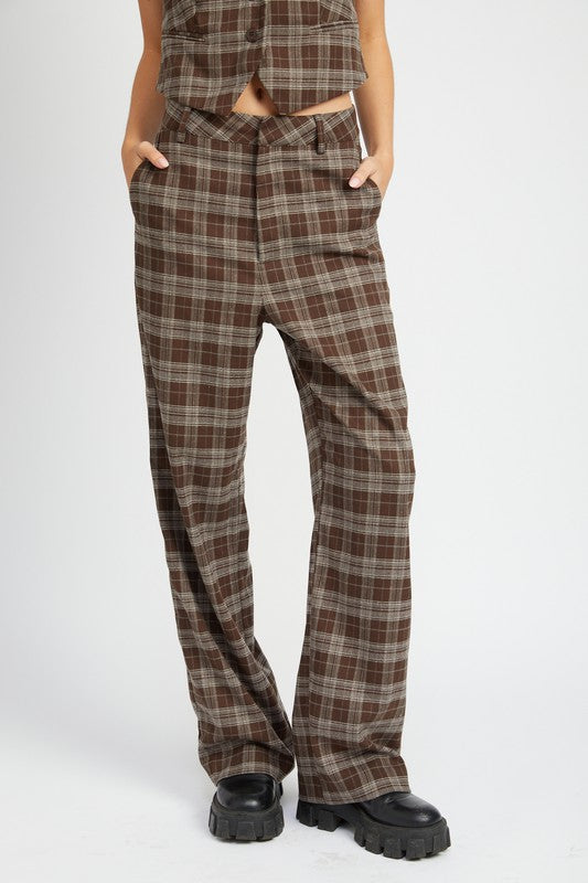 EMORY PARK PLAID HIGH WAIST TROUSERS