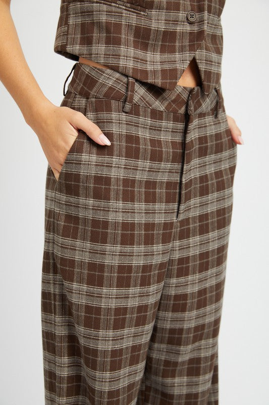 EMORY PARK PLAID HIGH WAIST TROUSERS