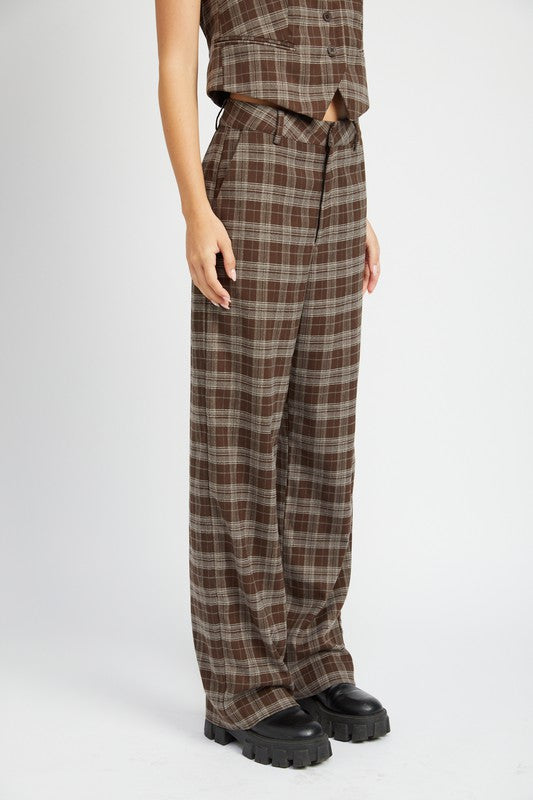 EMORY PARK PLAID HIGH WAIST TROUSERS