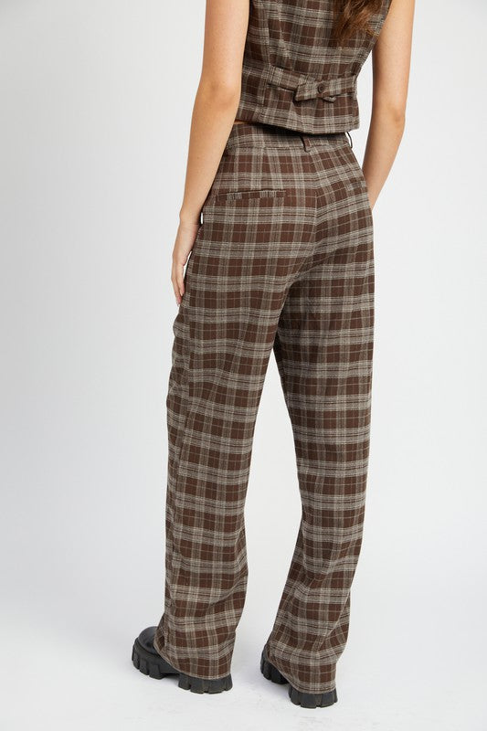 EMORY PARK PLAID HIGH WAIST TROUSERS