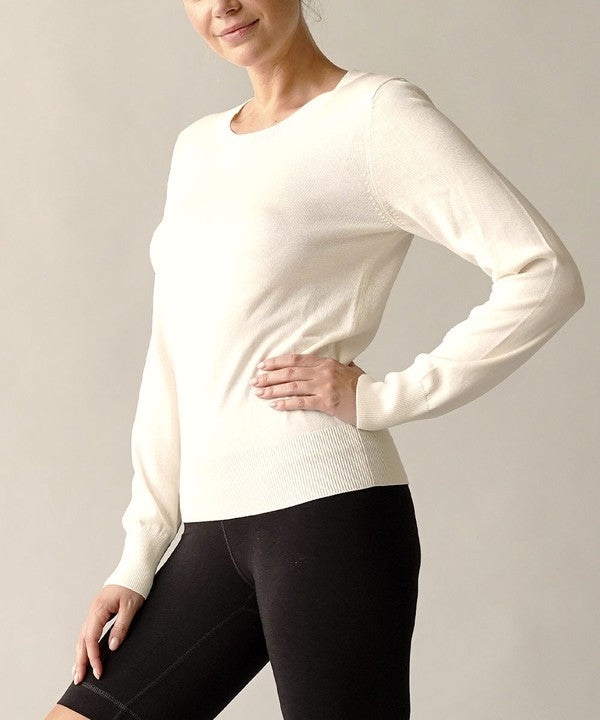 Studio Ko Bamboo Long Sleeve Crew Neck Sweater Top in 3 Colors