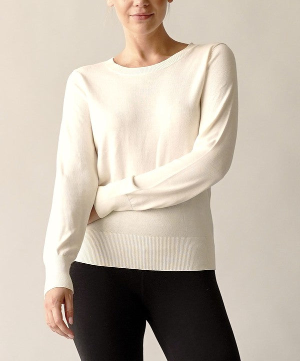 Studio Ko Bamboo Long Sleeve Crew Neck Sweater Top in 3 Colors