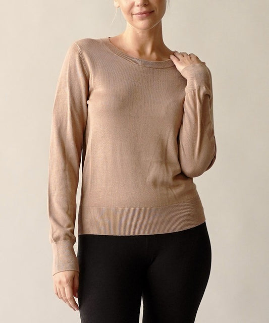 Studio Ko Bamboo Long Sleeve Crew Neck Sweater Top in 3 Colors