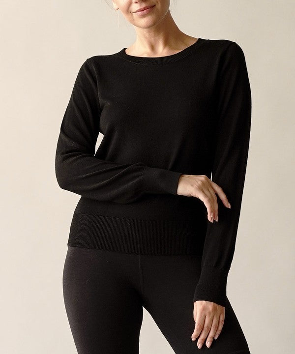 Studio Ko Bamboo Long Sleeve Crew Neck Sweater Top in 3 Colors