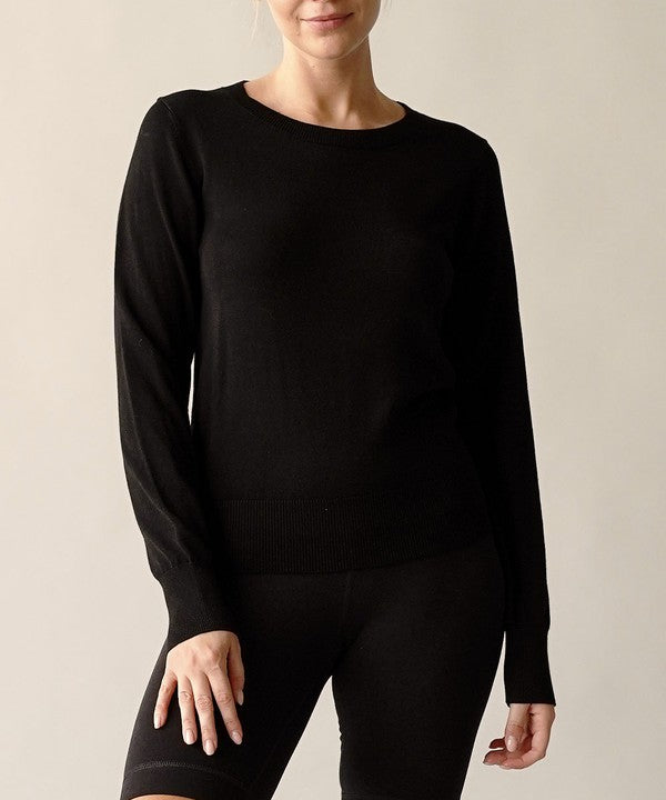 Studio Ko Bamboo Long Sleeve Crew Neck Sweater Top in 3 Colors