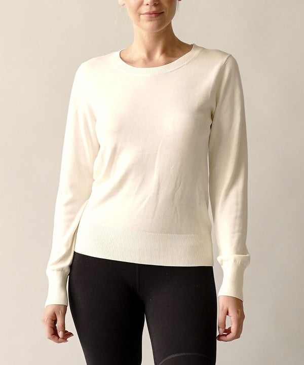 Studio Ko Bamboo Long Sleeve Crew Neck Sweater Top in 3 Colors