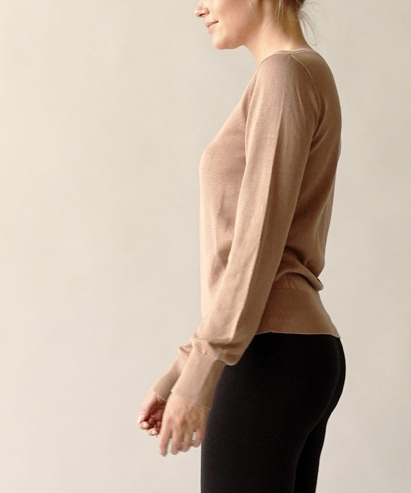 Studio Ko Bamboo Long Sleeve Crew Neck Sweater Top in 3 Colors