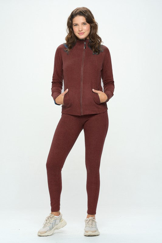 OTOS Active Zip Jacket and Leggings Activewear Set in 4 Colors