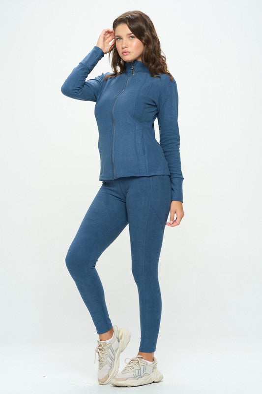 OTOS Active Zip Jacket and Leggings Activewear Set in 4 Colors