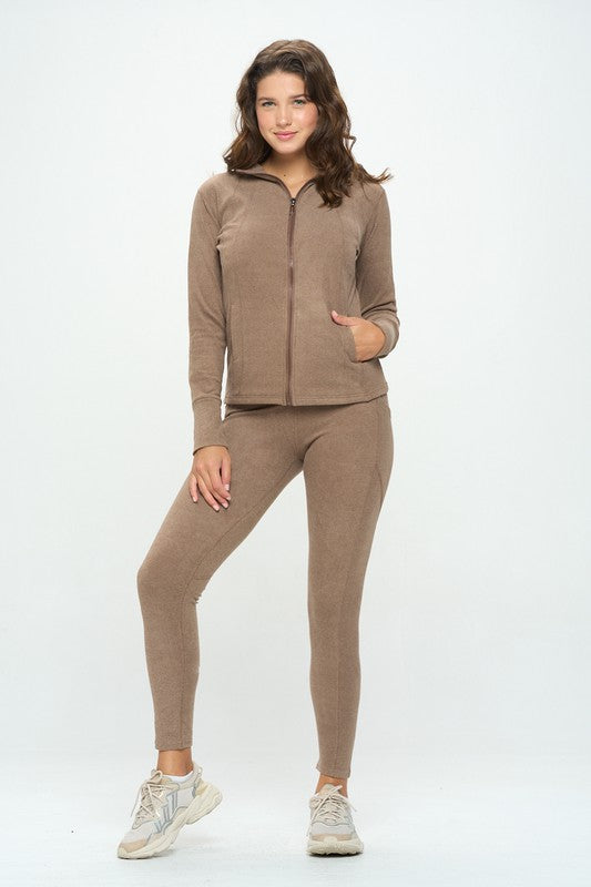 OTOS Active Zip Jacket and Leggings Activewear Set in 4 Colors