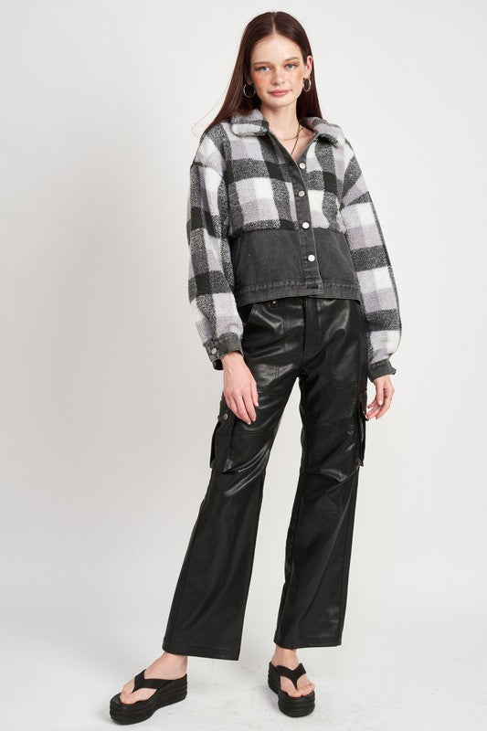 Emory Park Mixed Media Plaid Jacket