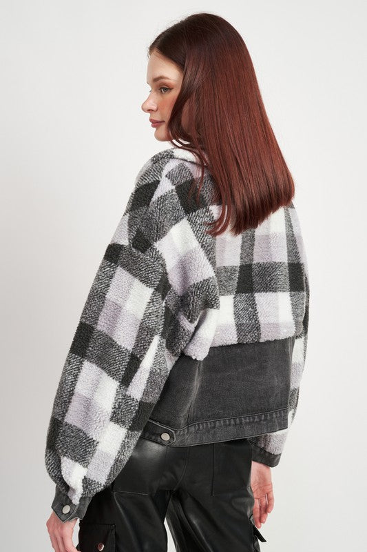 Emory Park Mixed Media Plaid Jacket