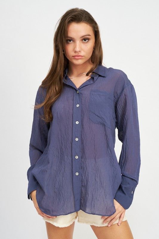 BUTTON DOWN WRINKLED SHIRT