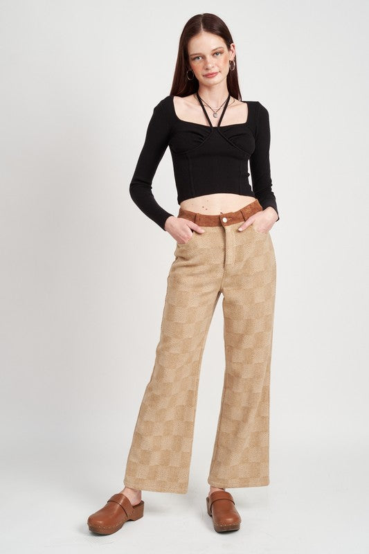 EMORY PARK CHECKERED PLAID WIDE LEG PANTS IN 2 COLORS